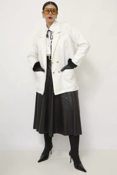 Blazer linho branco ombreira vintage na internet