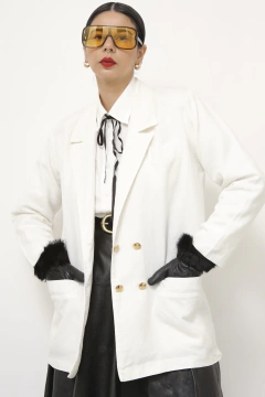 Imagem do Blazer linho branco ombreira vintage