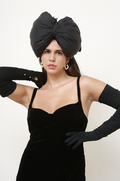 Vestido veludo preto longo fenda - loja online