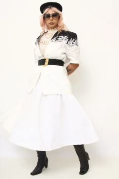 Blazer branco e preto 100% linho - loja online