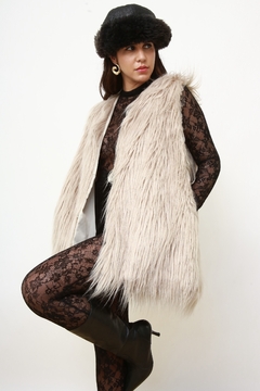 Maxi colete pelucia vintage - loja online