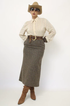 Saia xadrez lã vintage na internet