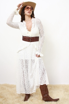 Blusa renda branca manga sino vintage MIXED - comprar online