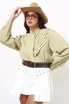 Camisa verde textura mng bufante na internet