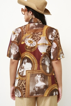 Camisa vintage rostos decada babado - comprar online