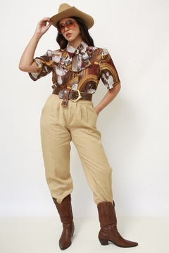 Camisa vintage rostos decada babado - comprar online