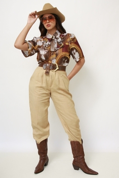 Camisa vintage rostos decada babado - Capichó Brechó