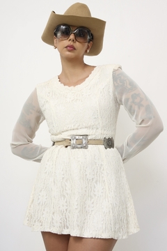Imagem do Cinto 100% couro bege western fivela