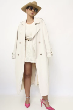 Trenc Coat off white longo forrado na internet