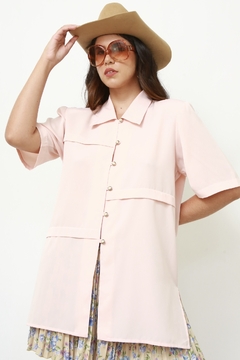 Camisa rosa longa CGC - loja online