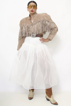 Jaqueta western franja couro vintage