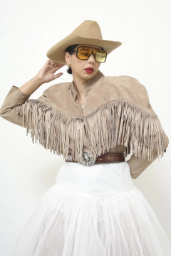 Jaqueta western franja couro vintage - loja online
