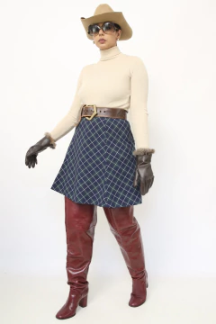 Saia xadrez azul curta