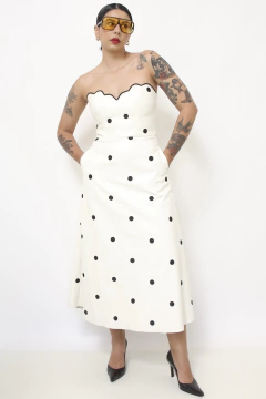 Vestido couro fake poa T.Q.C busto boradado - comprar online