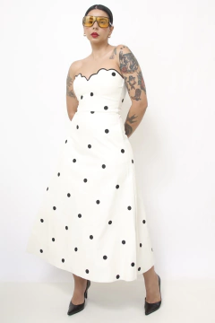 Imagem do Vestido couro fake poa T.Q.C busto boradado