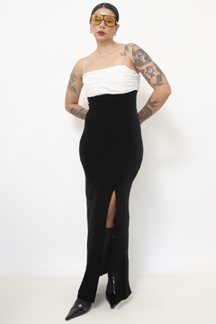 Vestido veludo busto drapeado branco - loja online