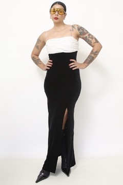 Vestido veludo busto drapeado branco - comprar online