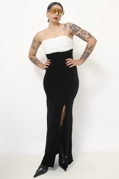 Imagem do Vestido veludo busto drapeado branco