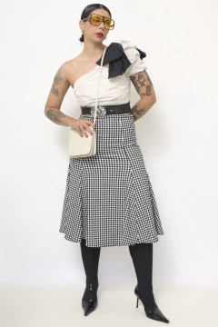 Imagem do Saia xadrez cintura alta midi