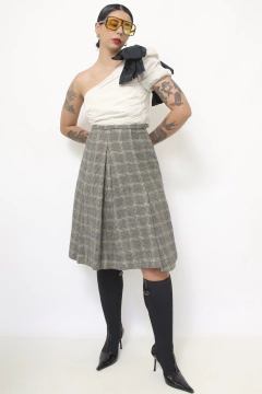 Imagem do Saia xadrez lã cintura mega alta