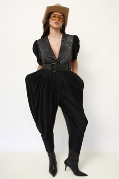 Macacao esquilo preto prata ombreira 80´s - comprar online