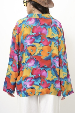 Camisa estampada 100% seda vintage - Capichó Brechó