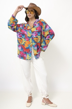 Camisa estampada 100% seda vintage - comprar online