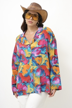 Camisa estampada 100% seda vintage - comprar online