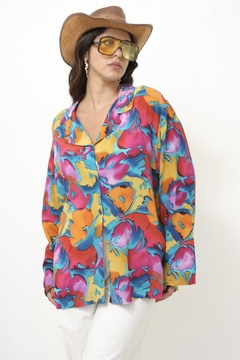 Camisa estampada 100% seda vintage