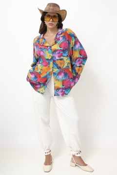 Imagem do Camisa estampada 100% seda vintage