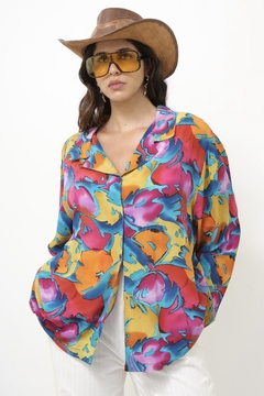 Camisa estampada 100% seda vintage - comprar online