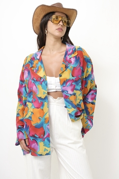 Camisa estampada 100% seda vintage - comprar online