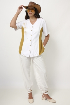 Blazer viscose bicolor bordado - comprar online