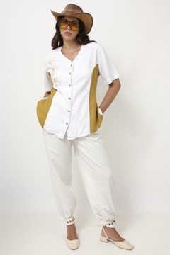 Blazer viscose bicolor bordado na internet