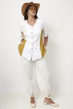 Blazer viscose bicolor bordado