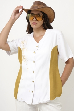 Blazer viscose bicolor bordado