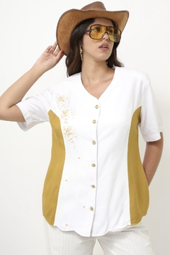 Blazer viscose bicolor bordado - Capichó Brechó