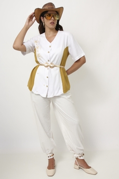 Blazer viscose bicolor bordado - comprar online