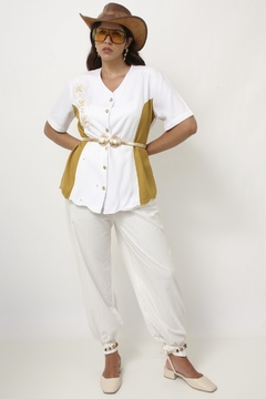 Blazer viscose bicolor bordado