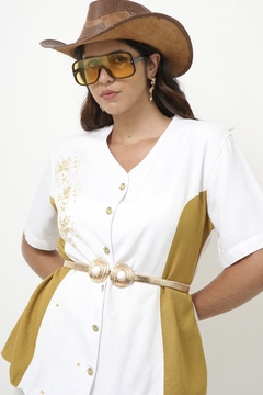 Blazer viscose bicolor bordado - comprar online