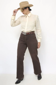 Calça cintura alta marrom jeans - Capichó Brechó