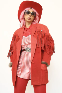 Jaqueta franja vermelha western vintage - comprar online