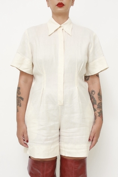 Macaquinho 100% rami off white vintage na internet
