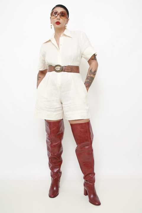 Macaquinho 100% rami off white vintage