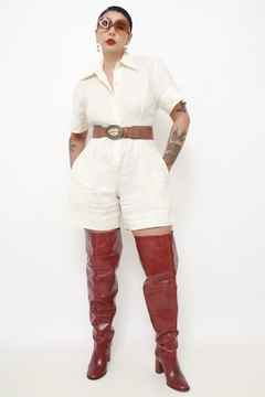 Macaquinho 100% rami off white vintage - comprar online