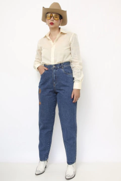 Calça bag cintura alta jeans chave na internet