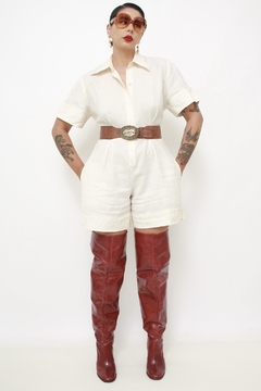 Macaquinho 100% rami off white vintage