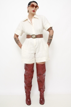 Macaquinho 100% rami off white vintage na internet