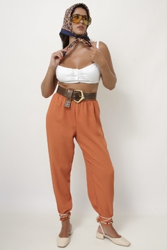 Calça laranja fininha poliester - loja online