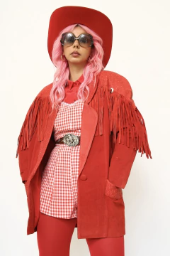 Jaqueta franja vermelha western vintage